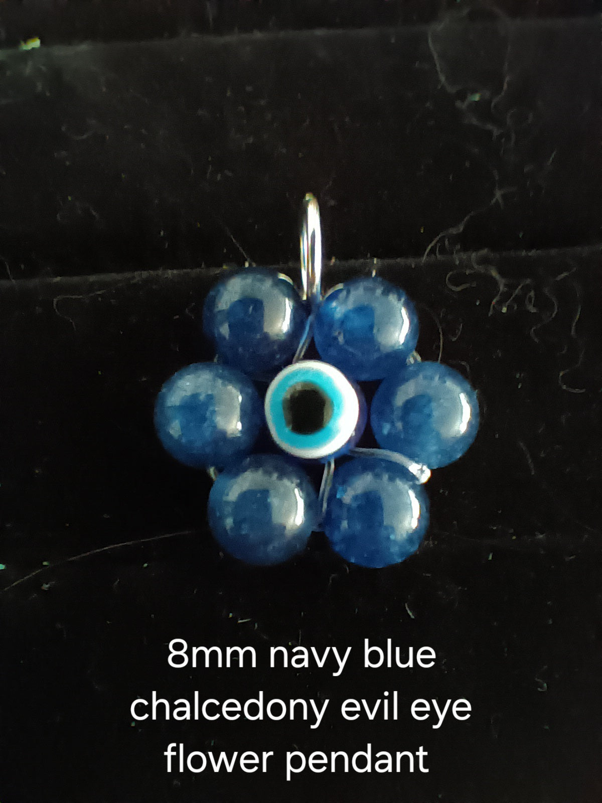 Genuine crystal evil eye flower pendant