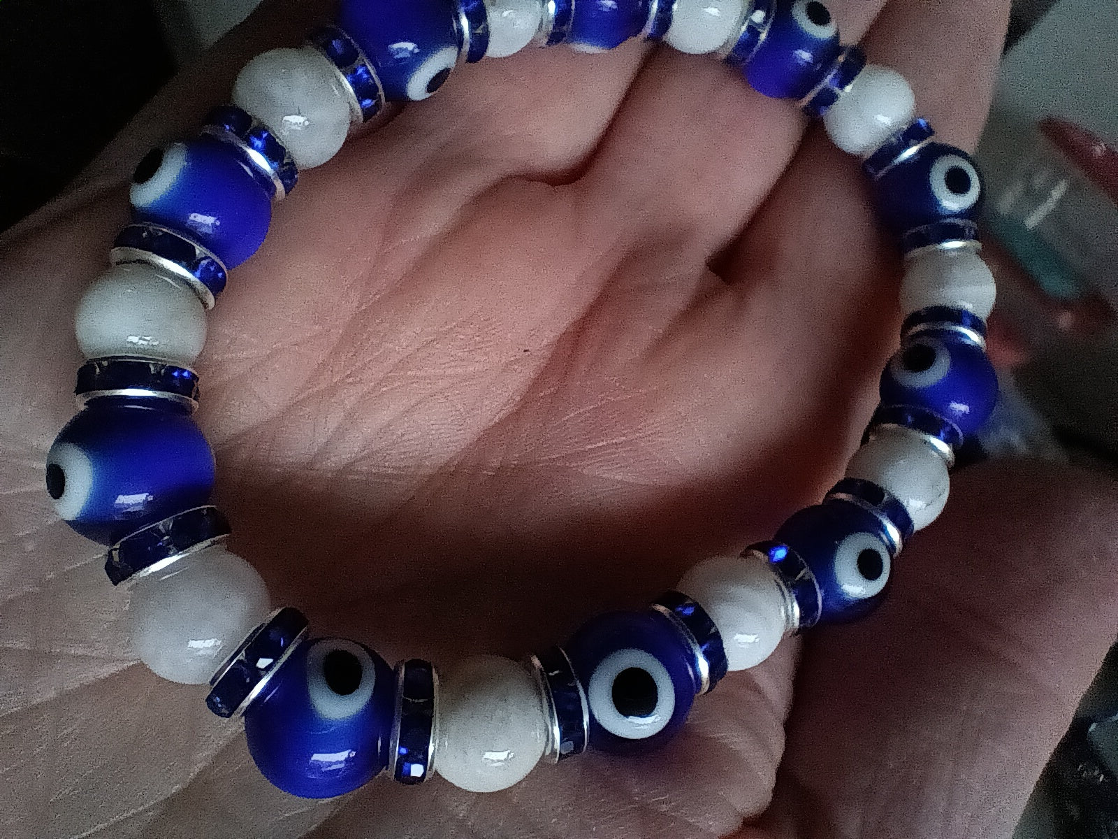 Glamorous bracelets with rhinestone spacers
