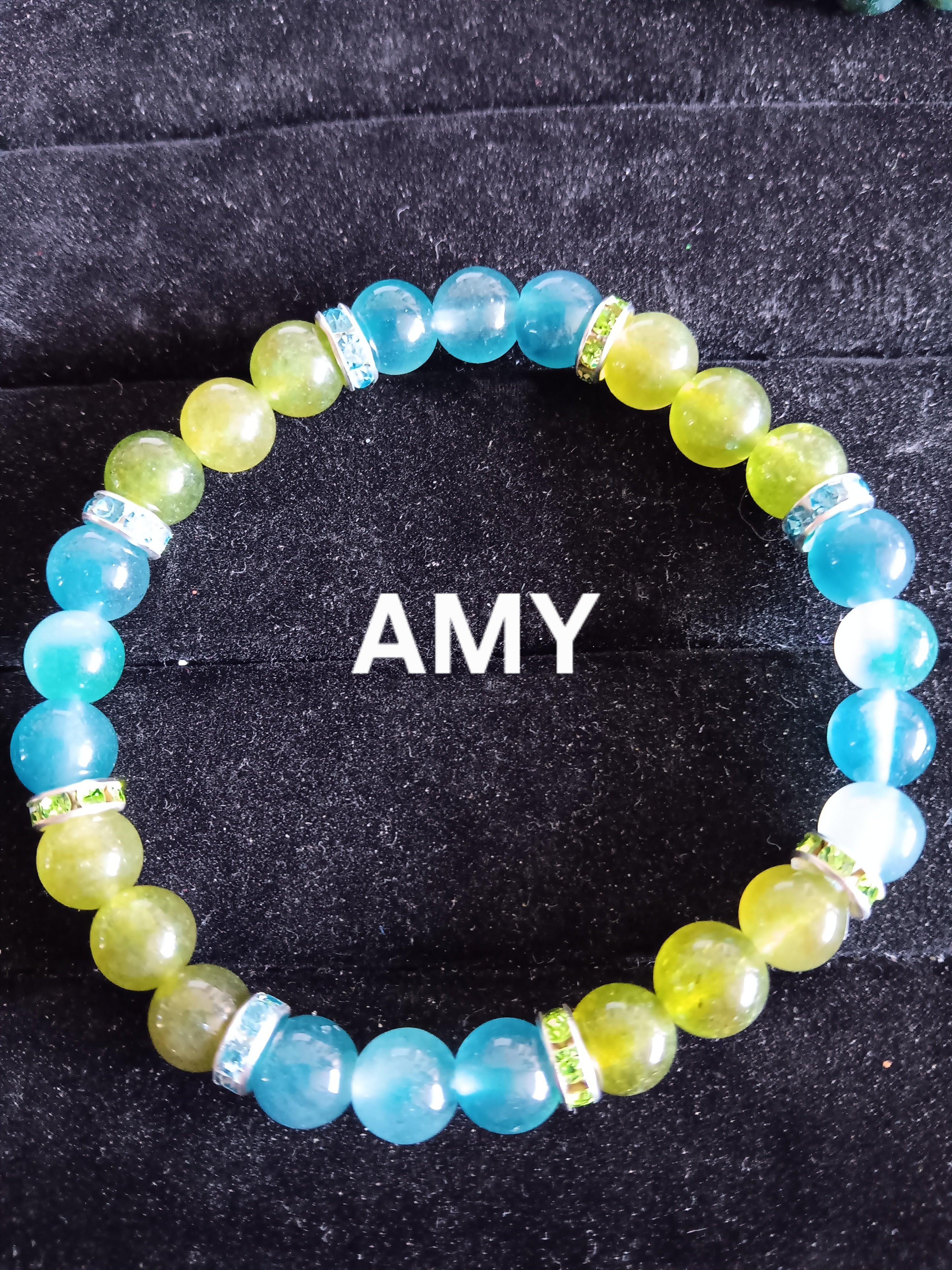 Glamorous bracelets with rhinestone spacers