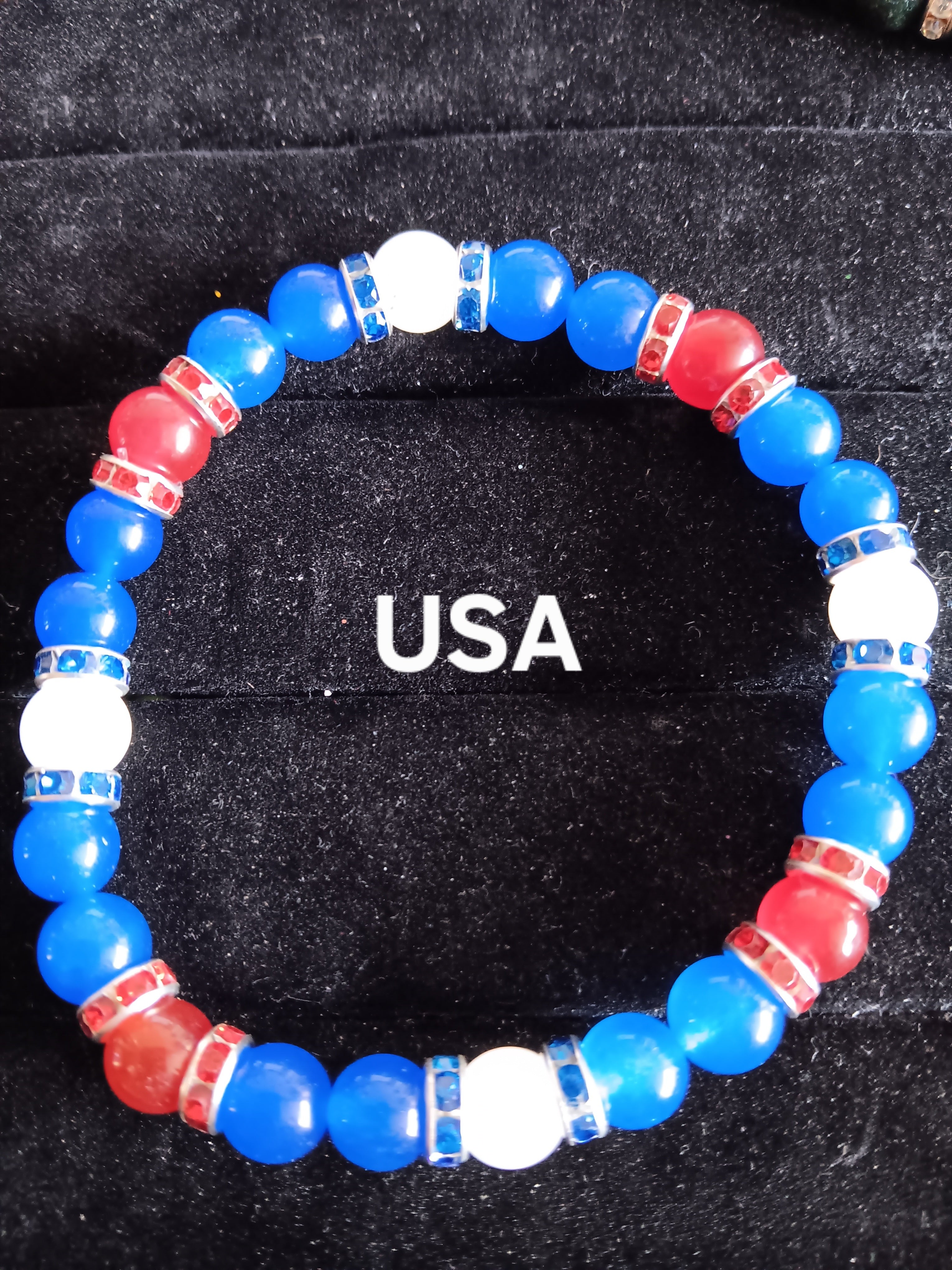 Glamorous bracelets with rhinestone spacers