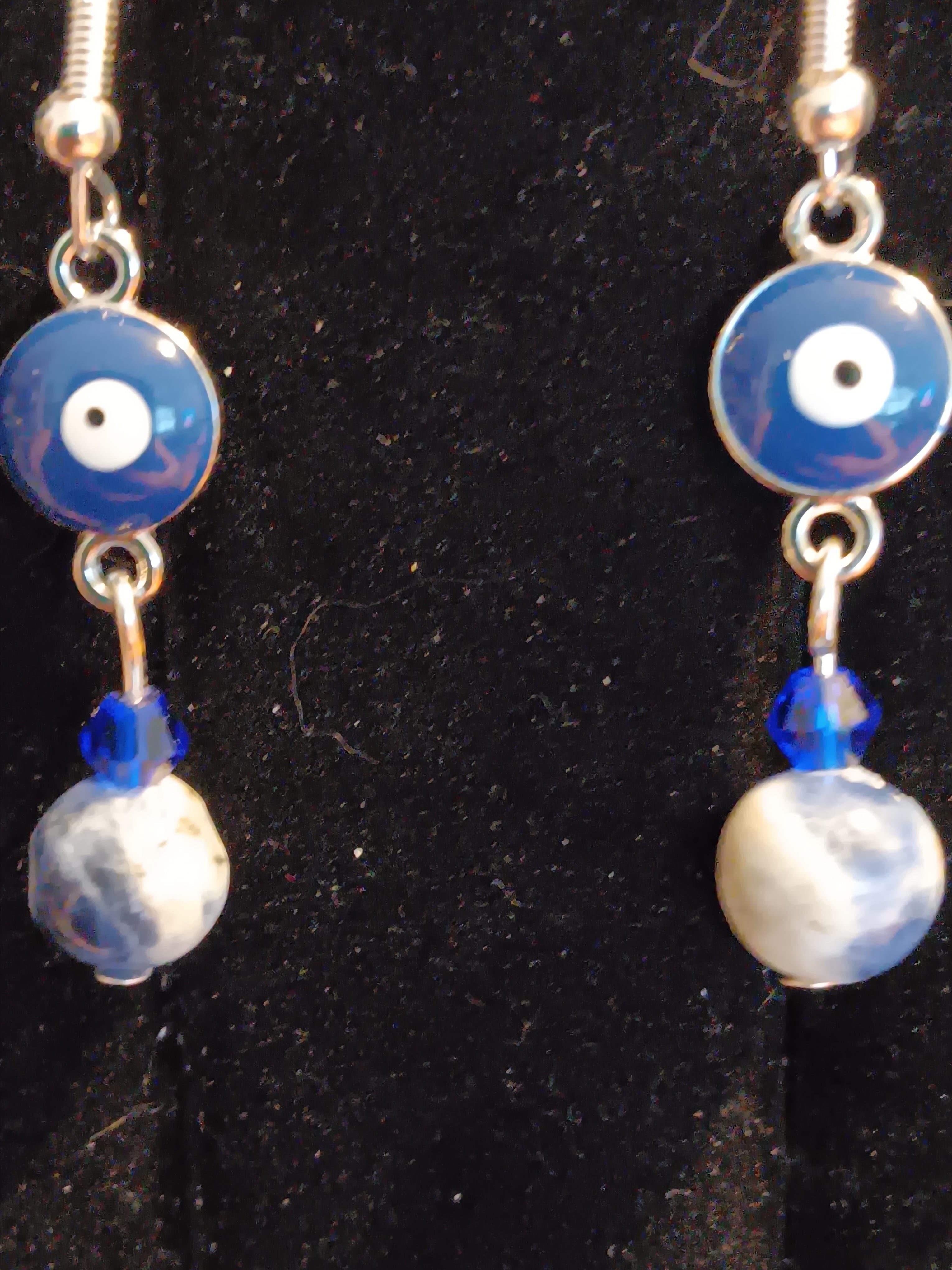 Genuine sodalite dangle with evil eye charm
