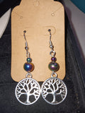 Aura hematite tree of life earrings