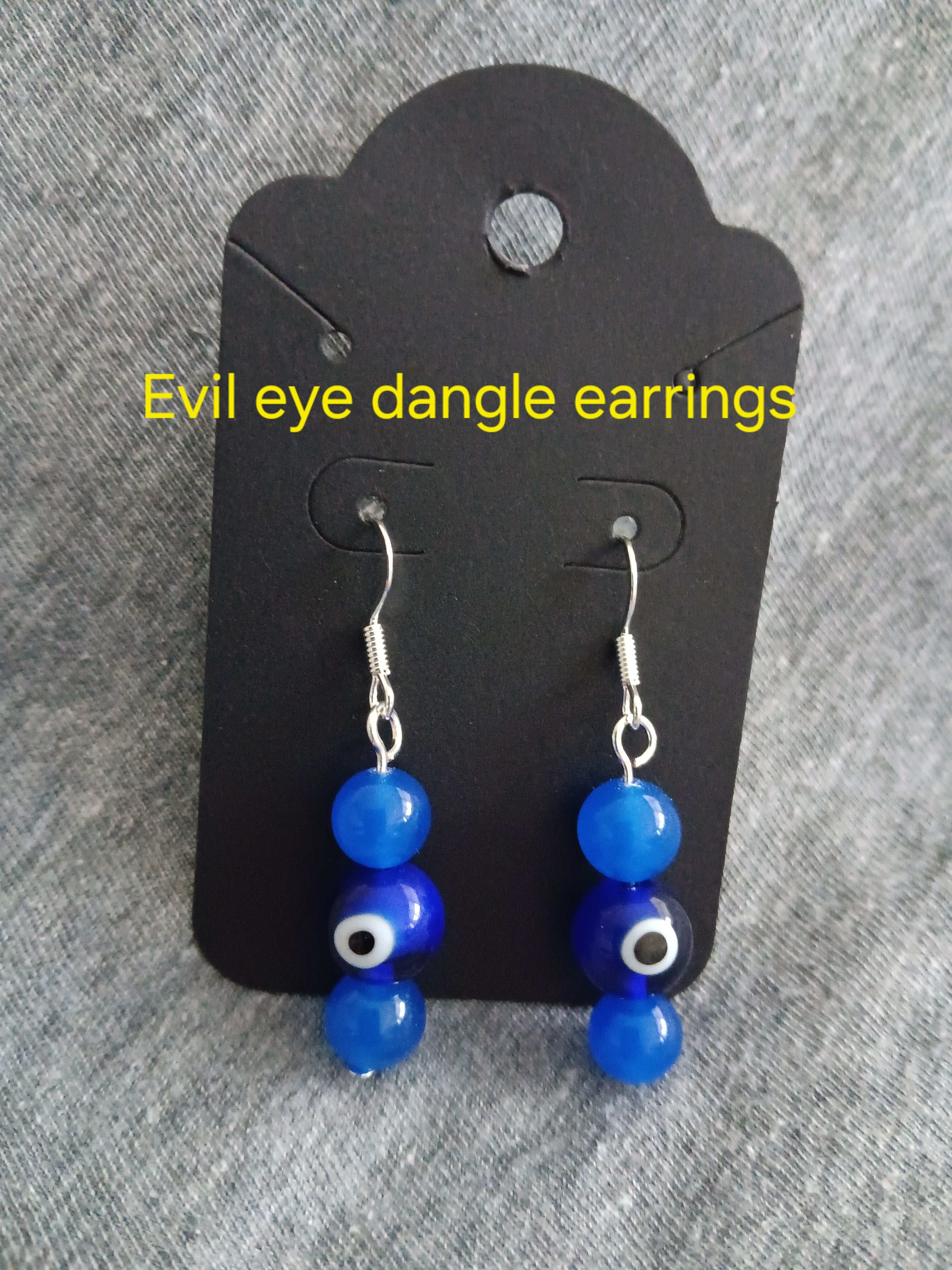Genuine blue chalcedony evil eye dangles
