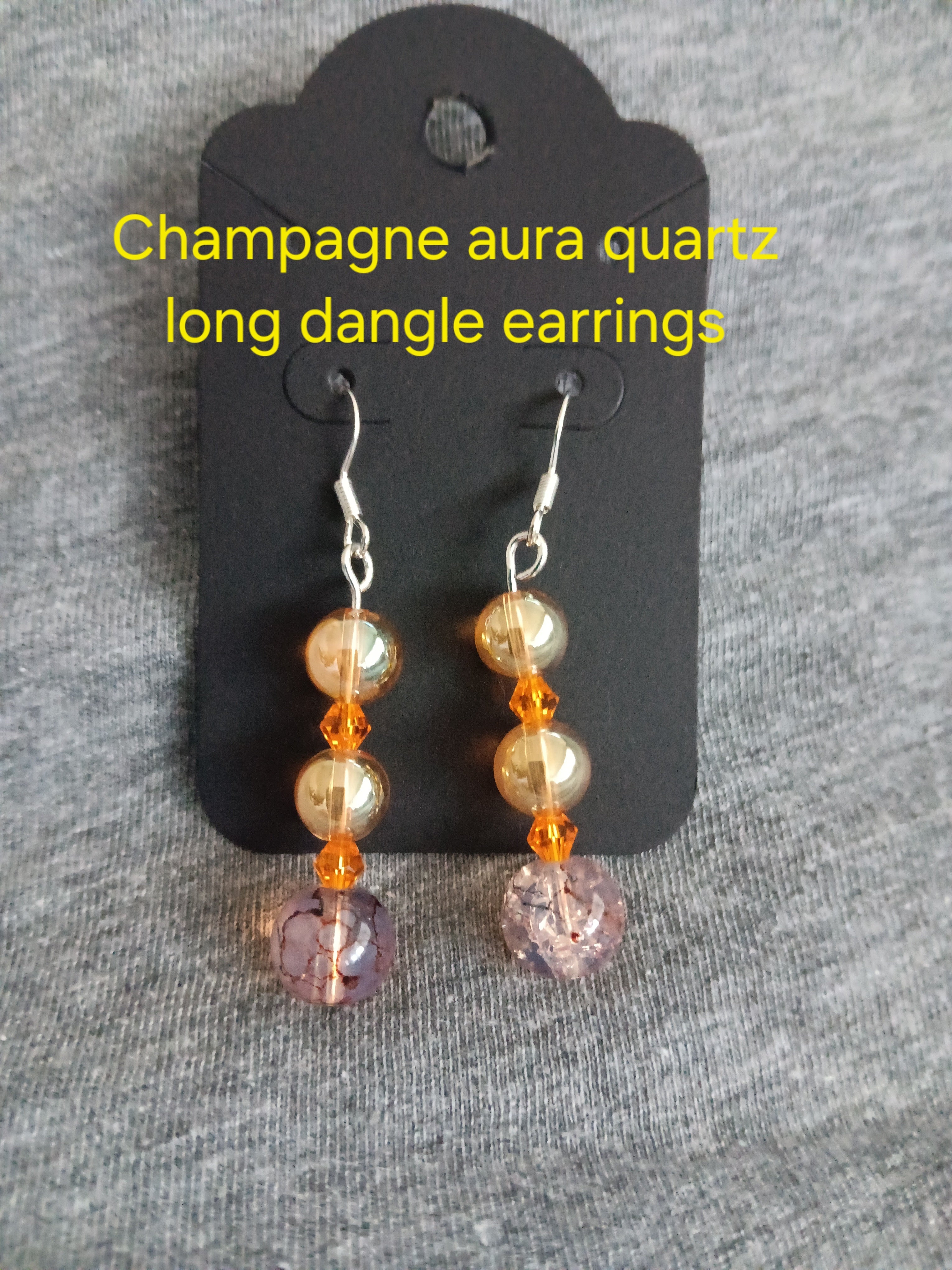 Genuine champagne aura quartz dangles
