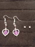 Heart dangle earrings   purple