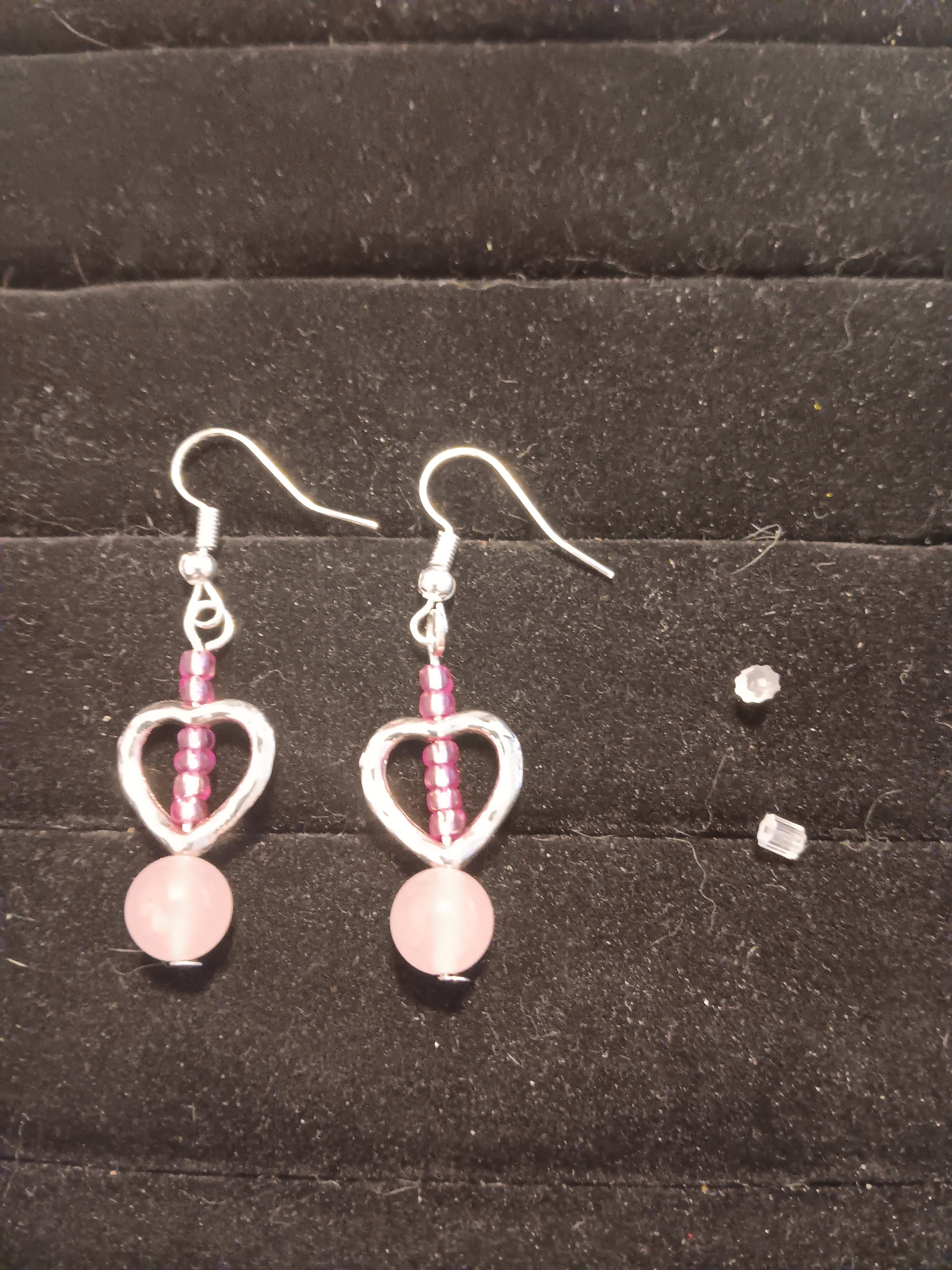 heart dangle earrings pink