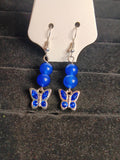 Genuine blue chalcedony butterfly dangles