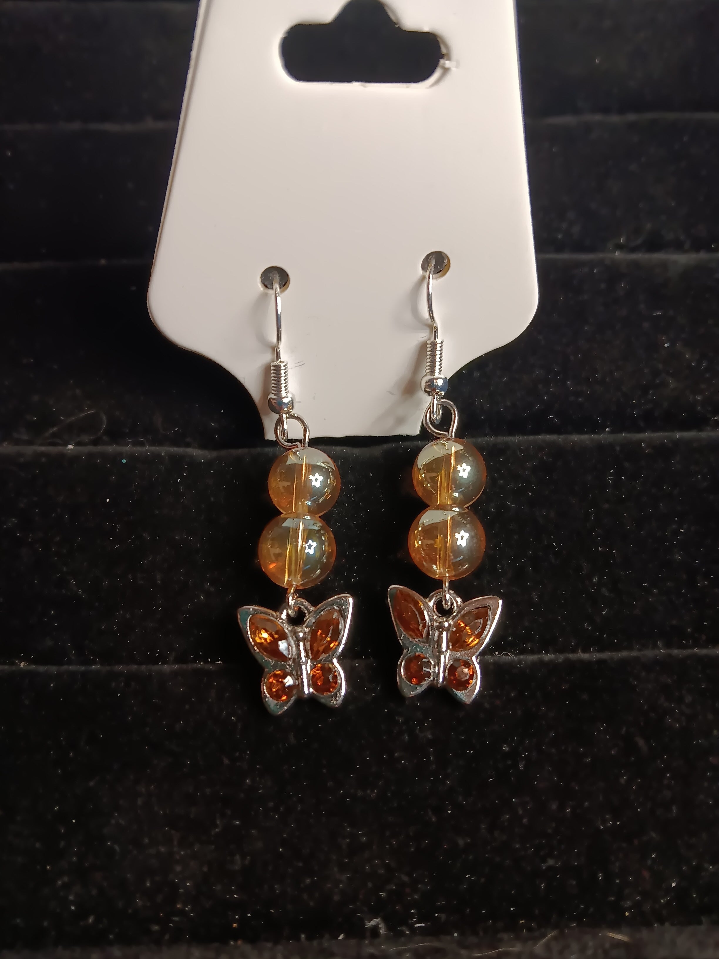 Genuine champagne aura quartz butterfly earrings