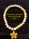 6mm honey calcite bracelet w flower dangle