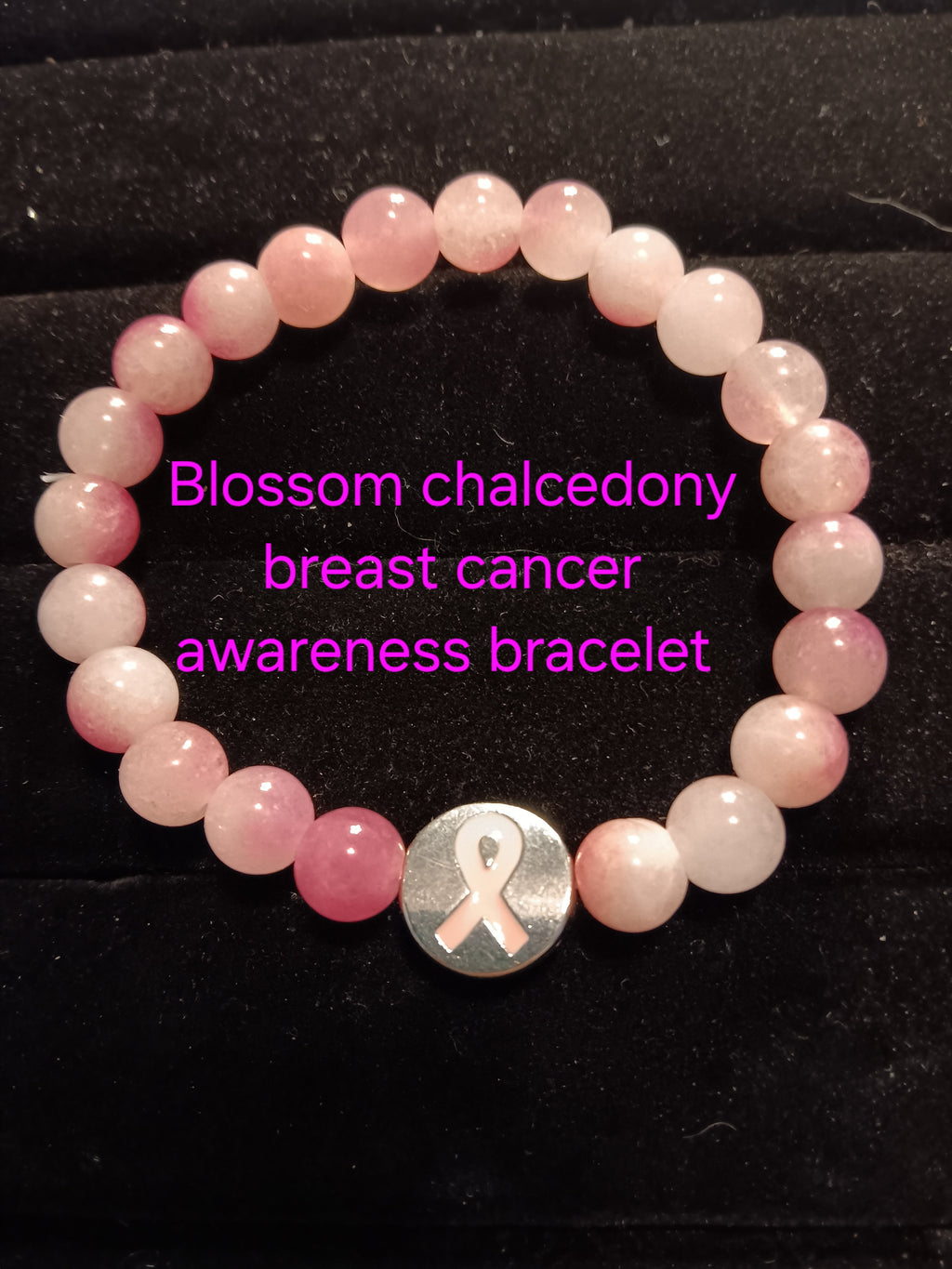 Blossom chalcedony Breast cancer awareness bracelet