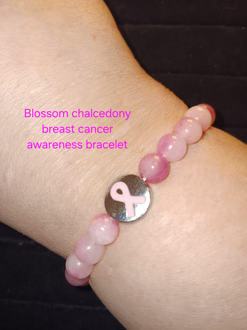 Blossom chalcedony Breast cancer awareness bracelet