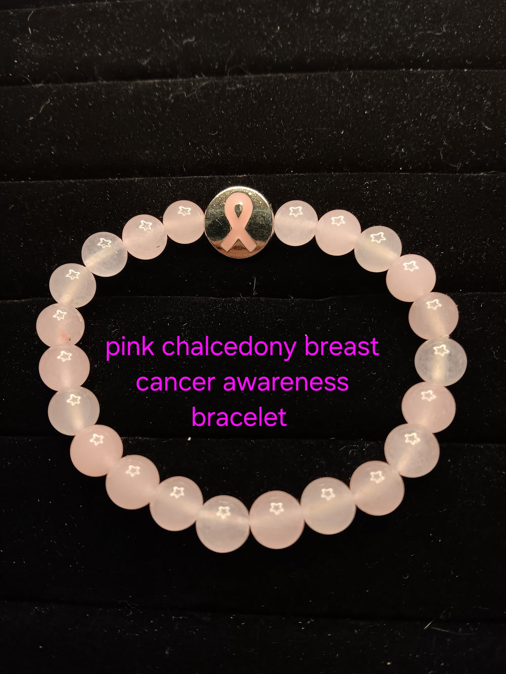 Pink chalcedony Breast cancer awareness bracelet