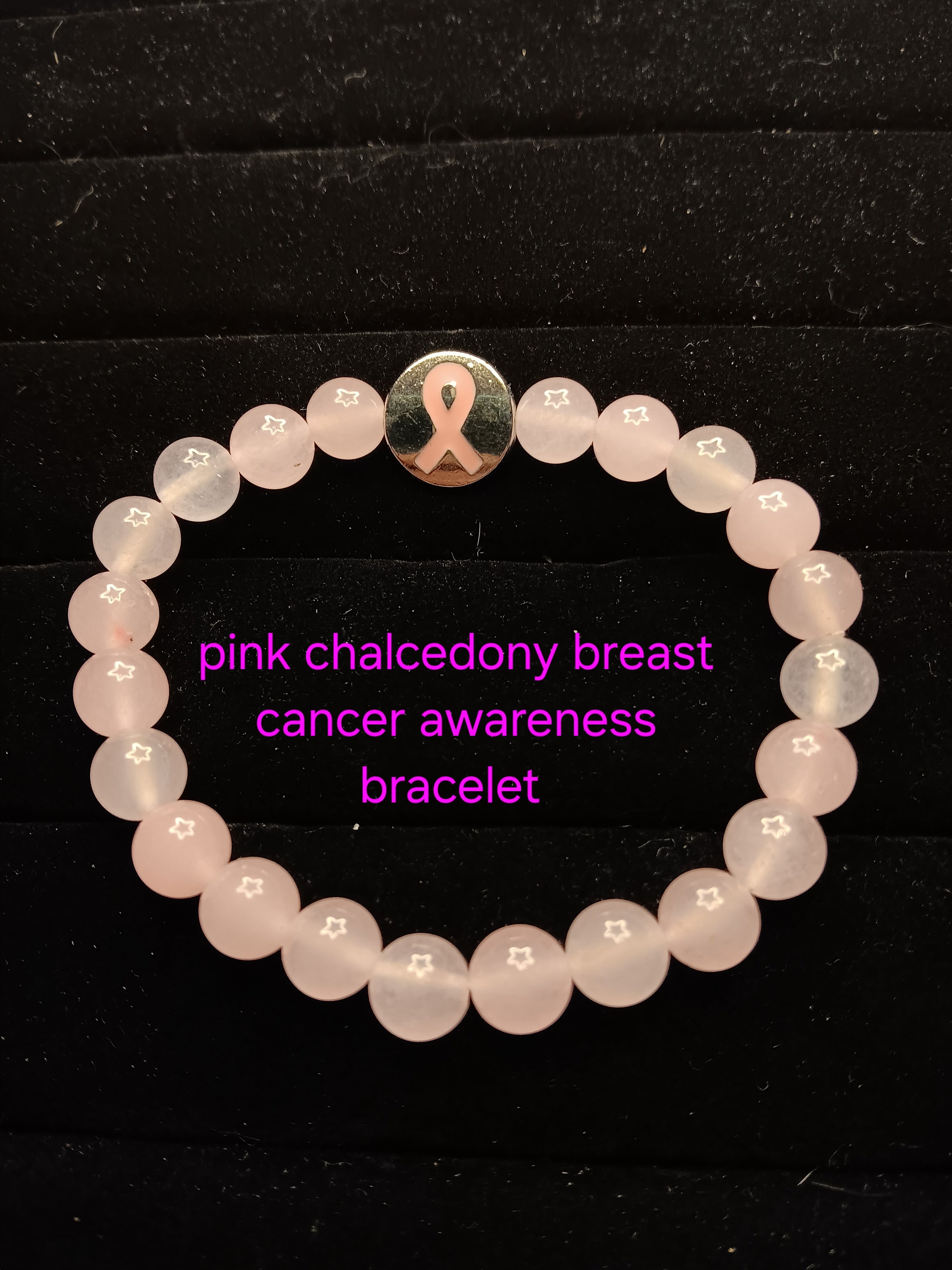 Pink chalcedony Breast cancer awareness bracelet
