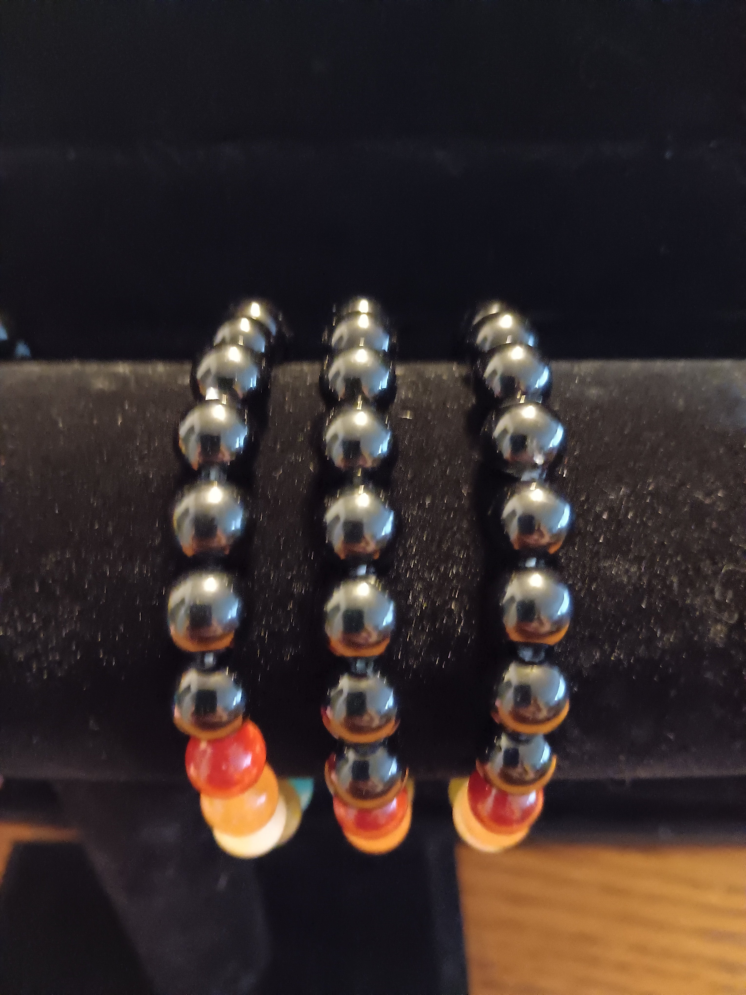 7 Chakra genuine crystal bracelet with black obsidian band