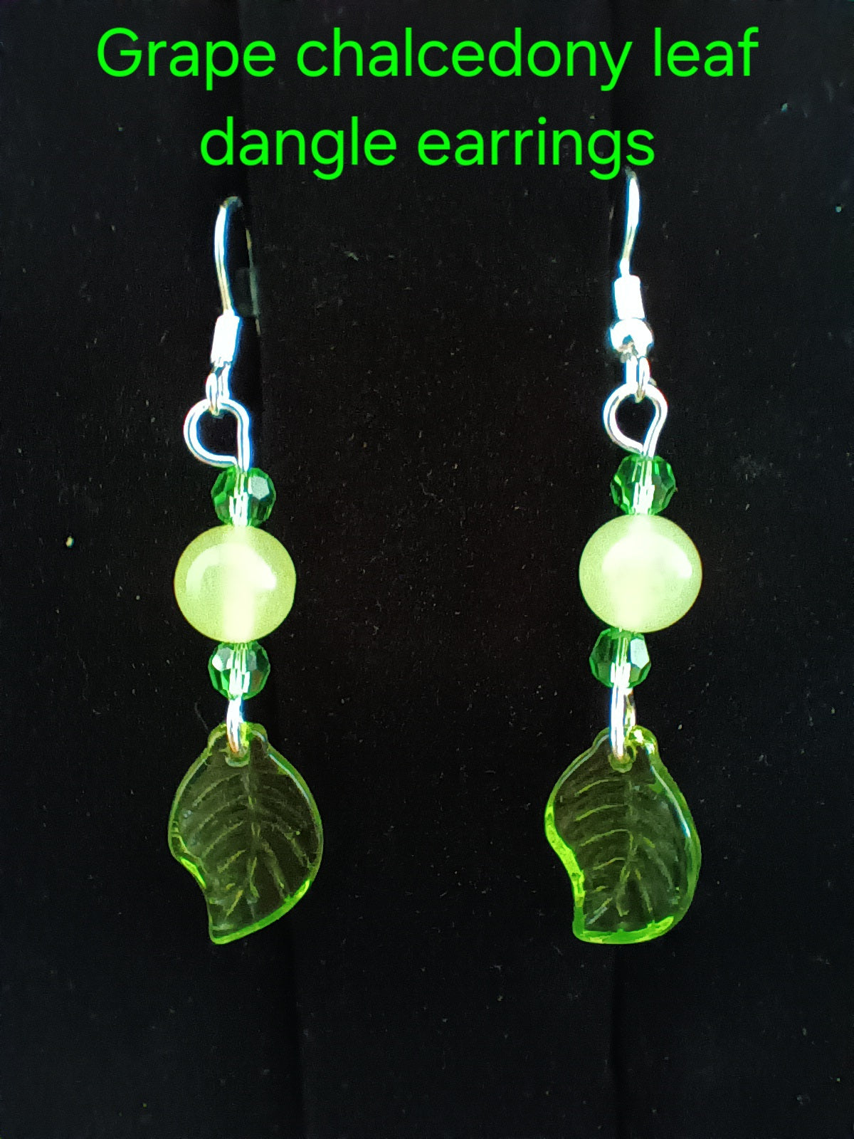 Green leaf dangle earrings
