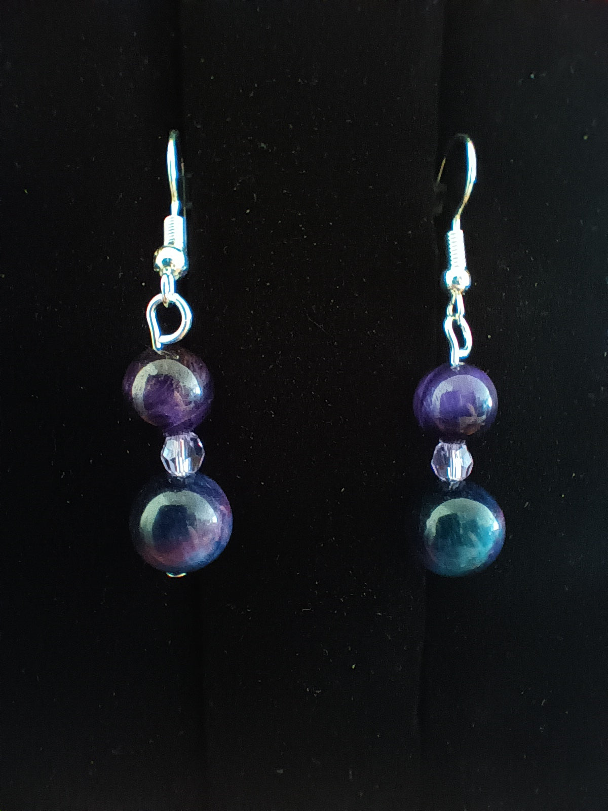Galaxy tigers eye dangle earrings