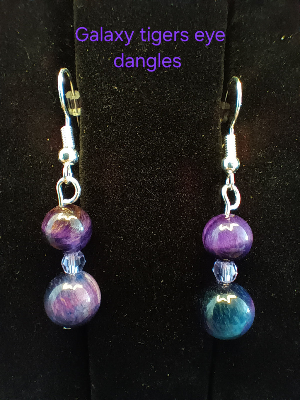 Galaxy tigers eye dangle earrings
