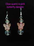 Clear quartz butterfly dangle