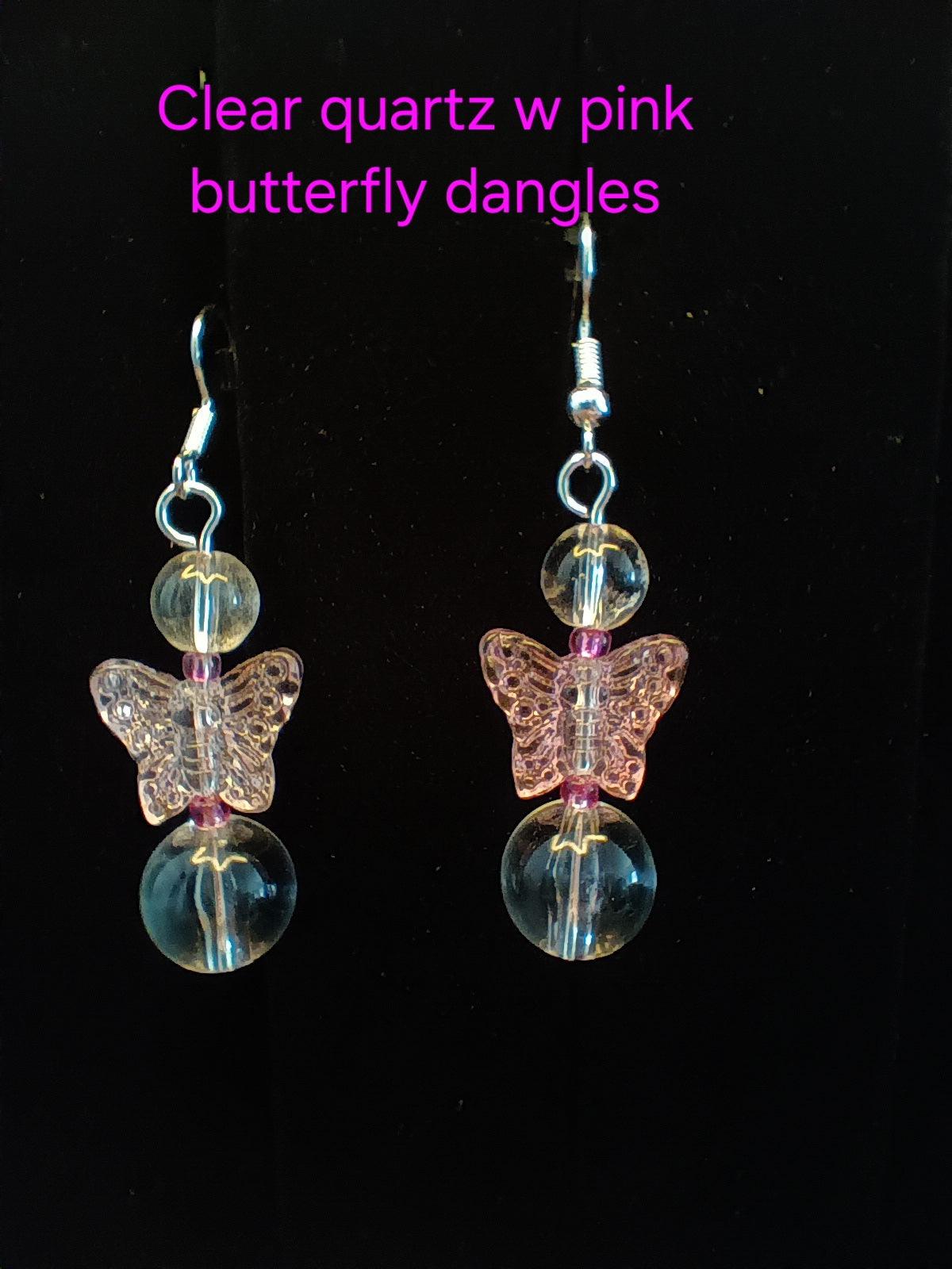 Clear quartz butterfly dangle