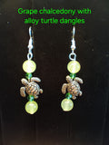 Green chalcedony turtle dangles