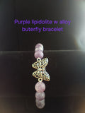 Purple lepidolite butterfly bracelet