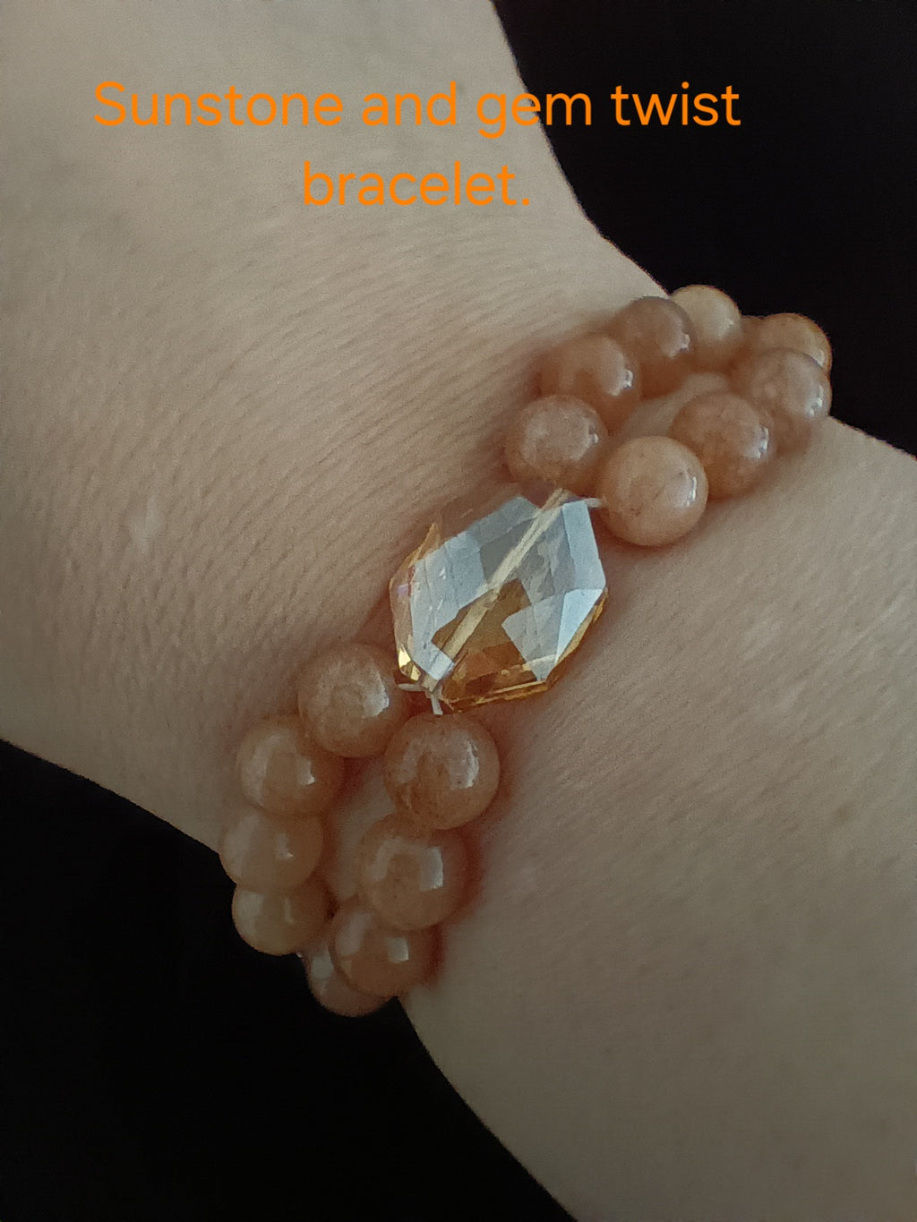 Sunstone w faceted gem twist bracelet