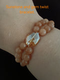 Sunstone w faceted gem twist bracelet
