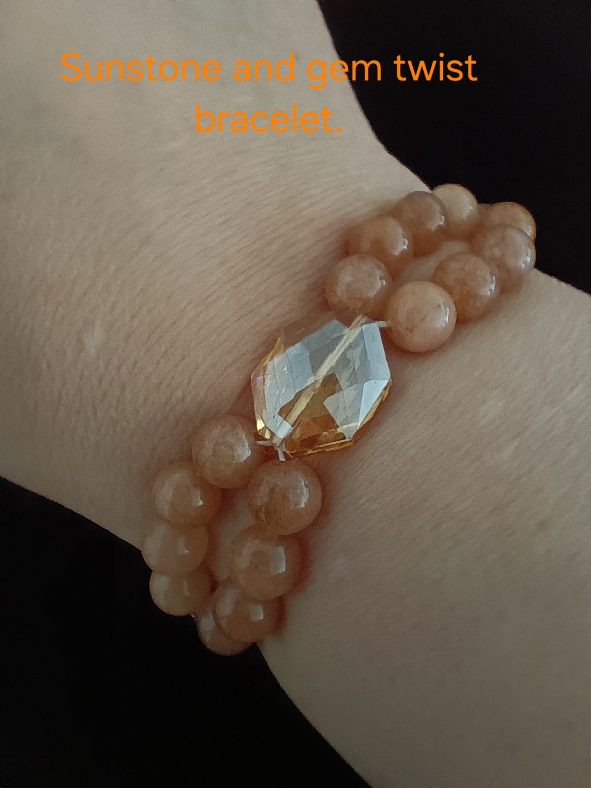 Sunstone w faceted gem twist bracelet
