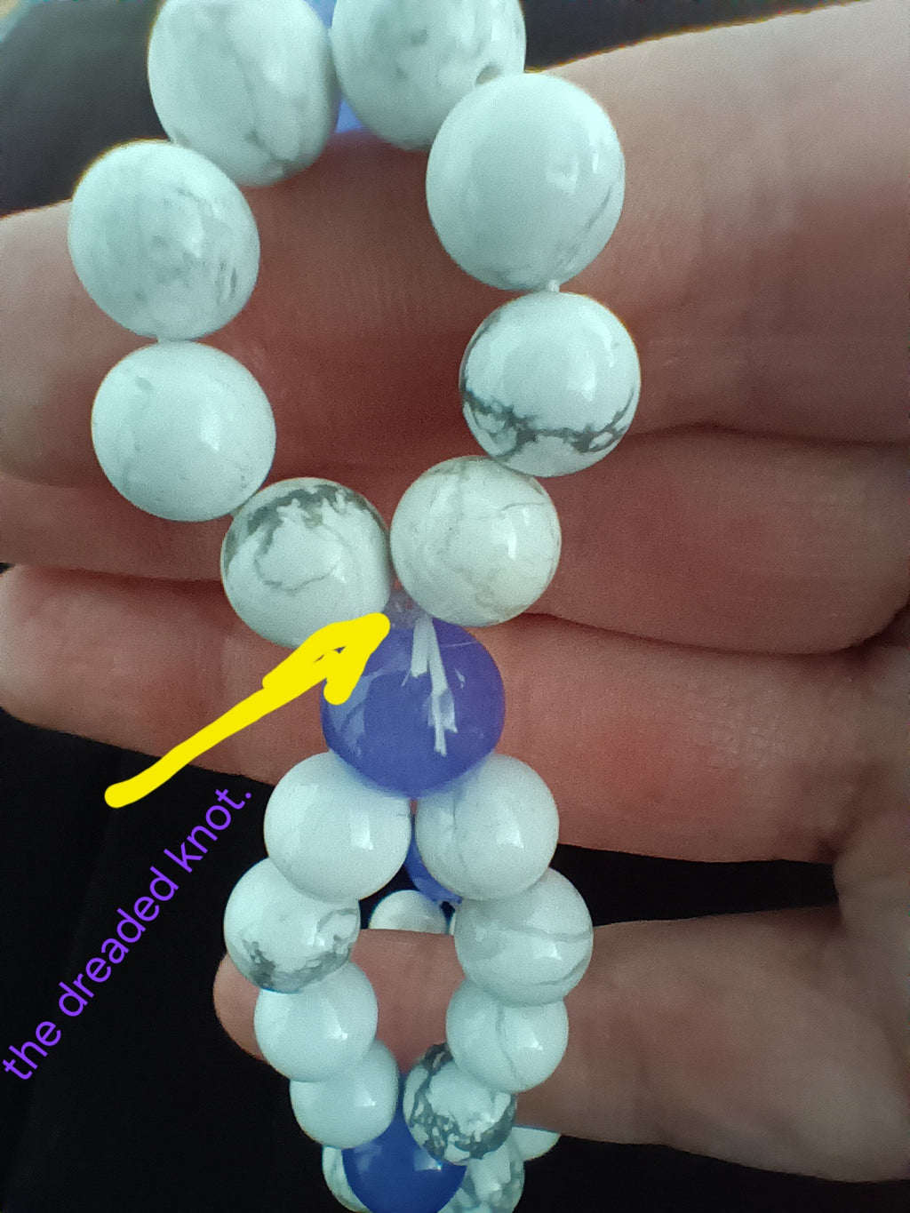 Howlite twist bracelet w purple chalcedony