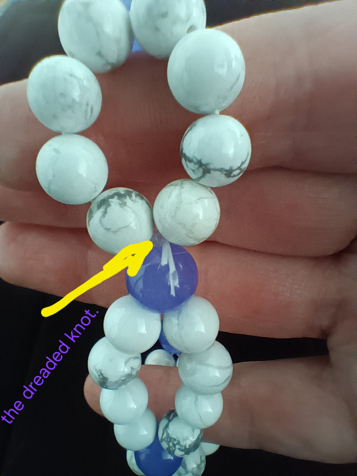 Howlite twist bracelet w purple chalcedony