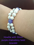Howlite twist bracelet w purple chalcedony