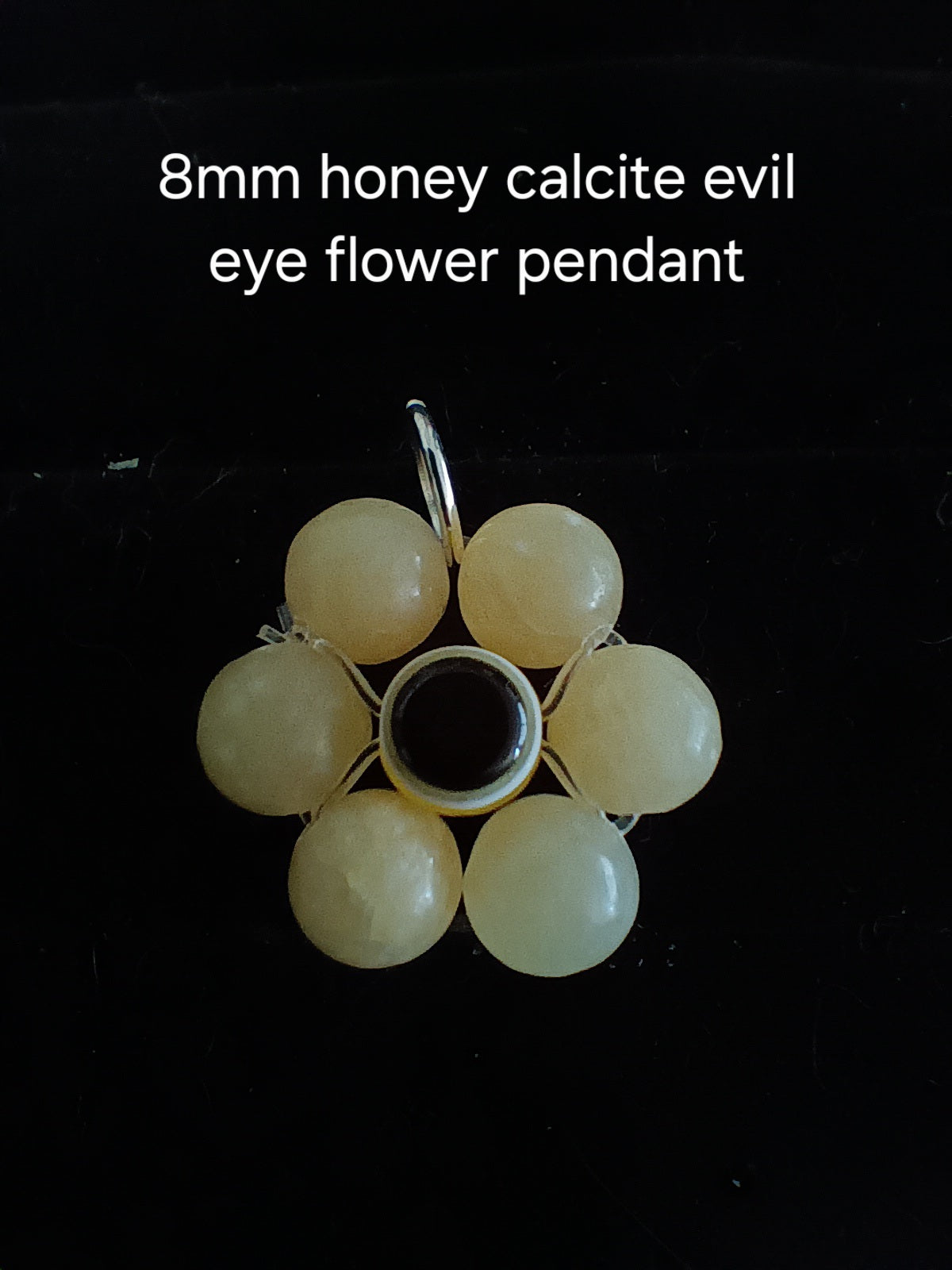 Genuine crystal evil eye flower pendant
