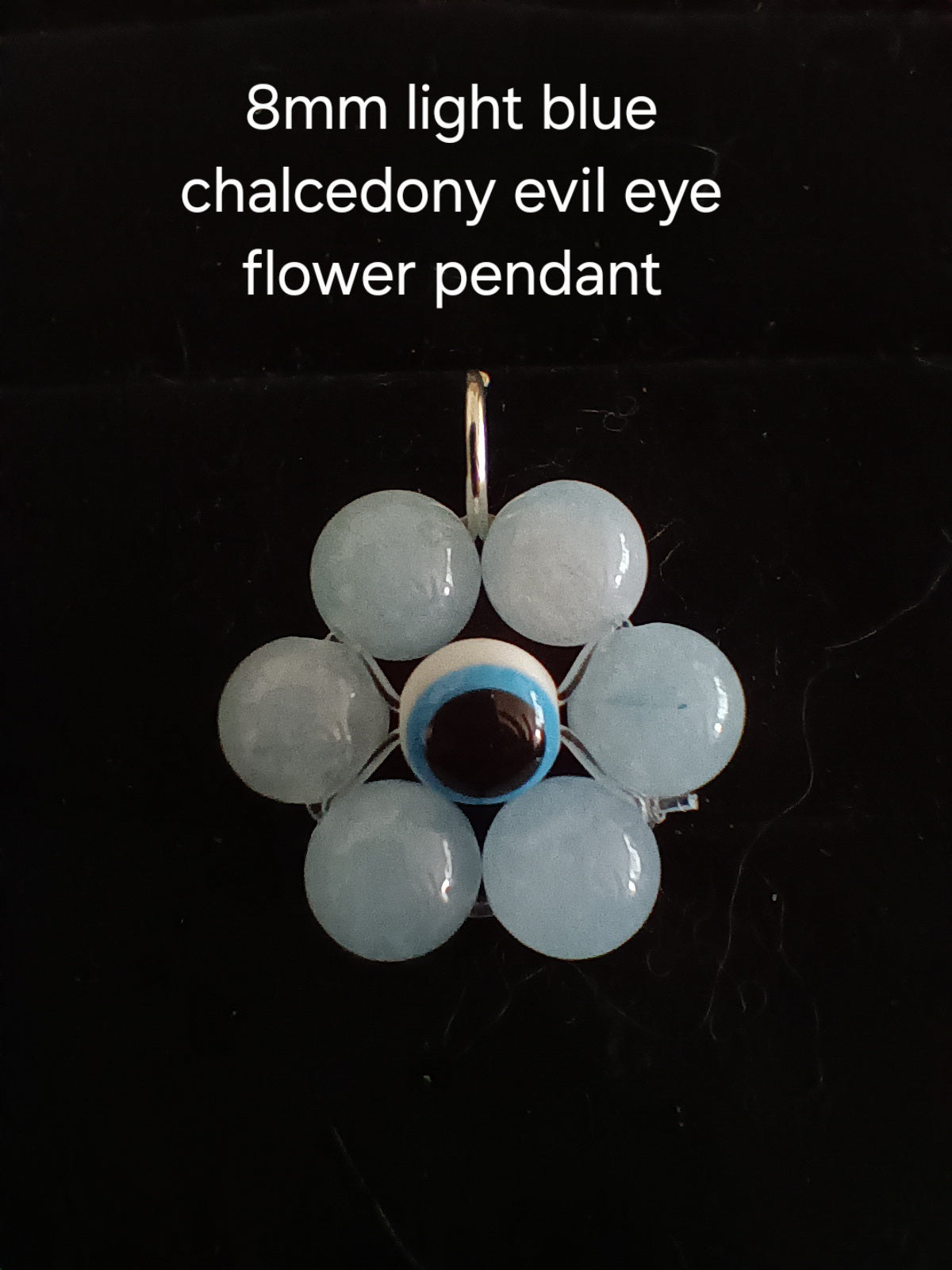 Genuine crystal evil eye flower pendant