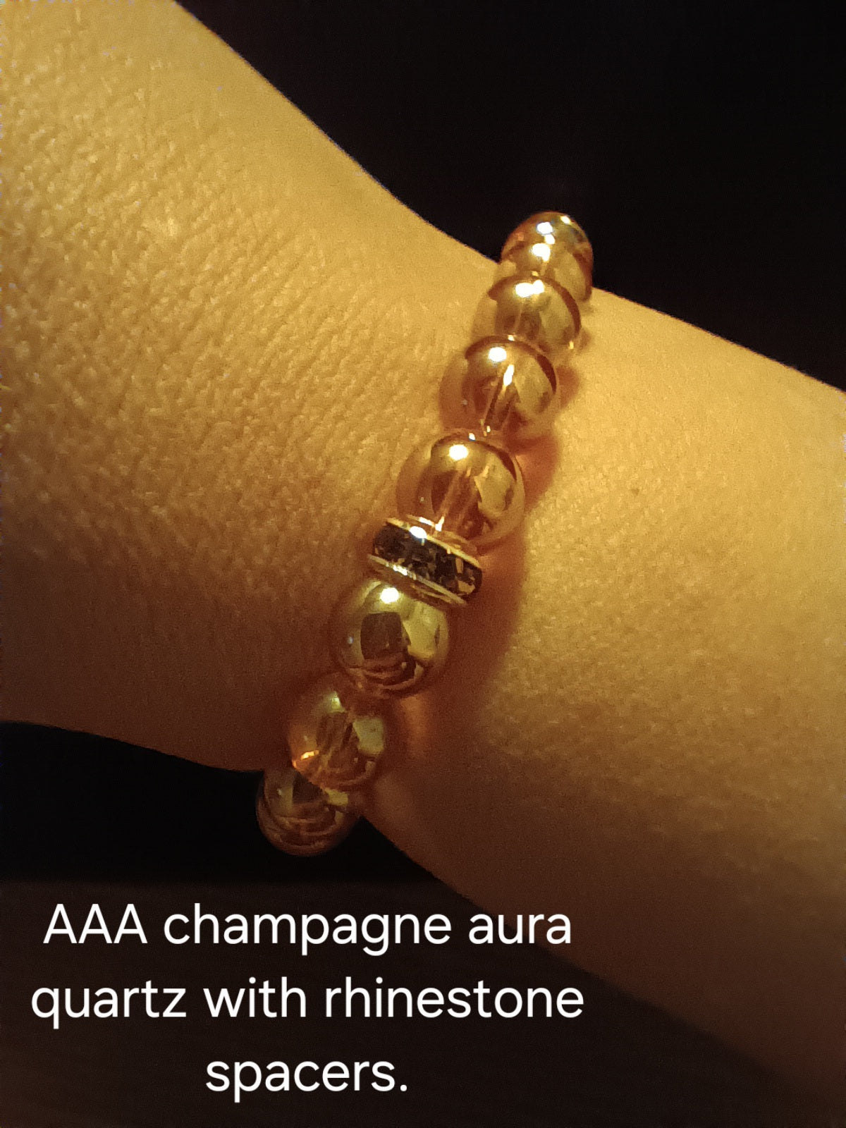Glamorous bracelets with rhinestone spacers