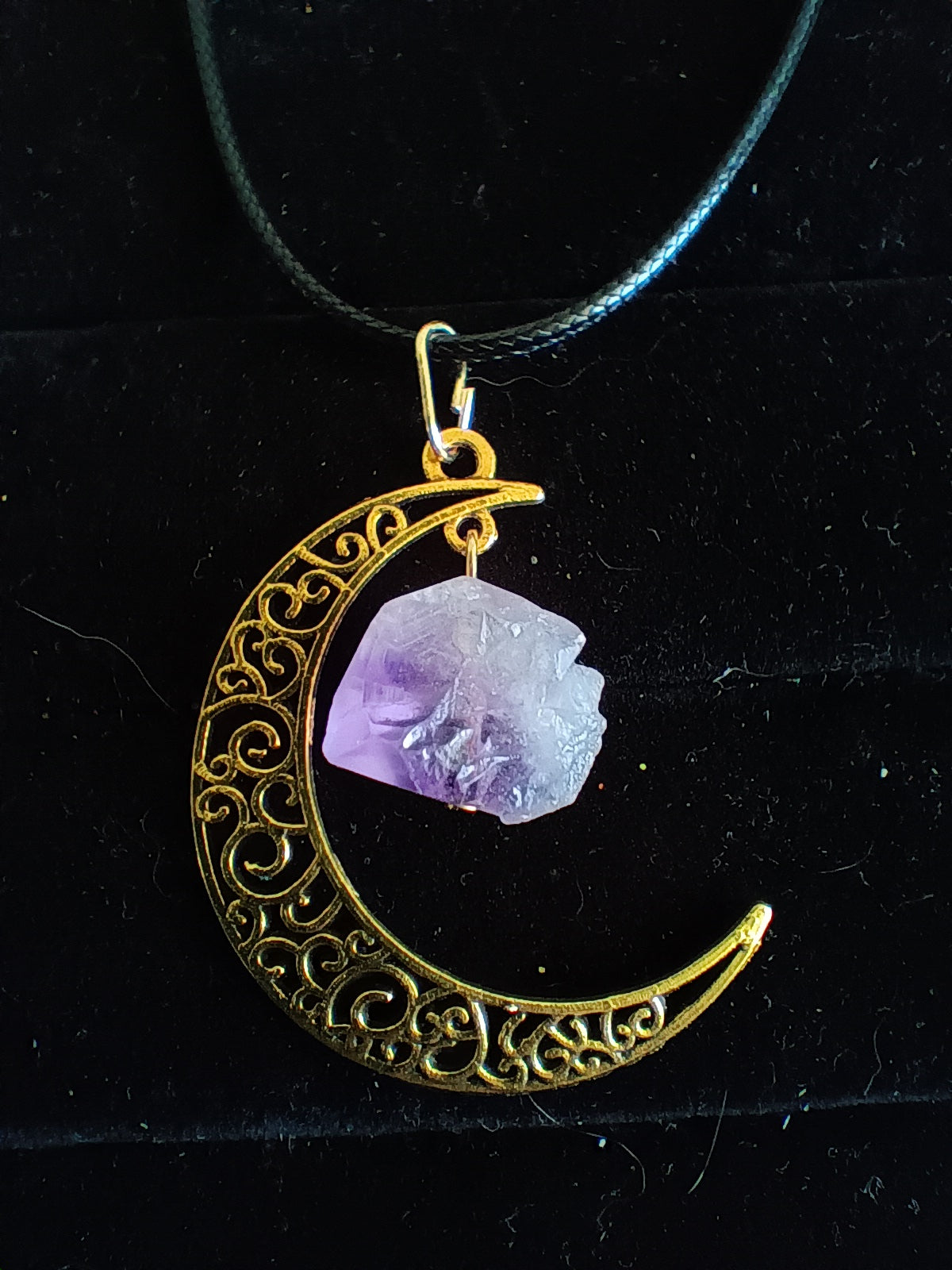 Crescent moon pendant with dangle