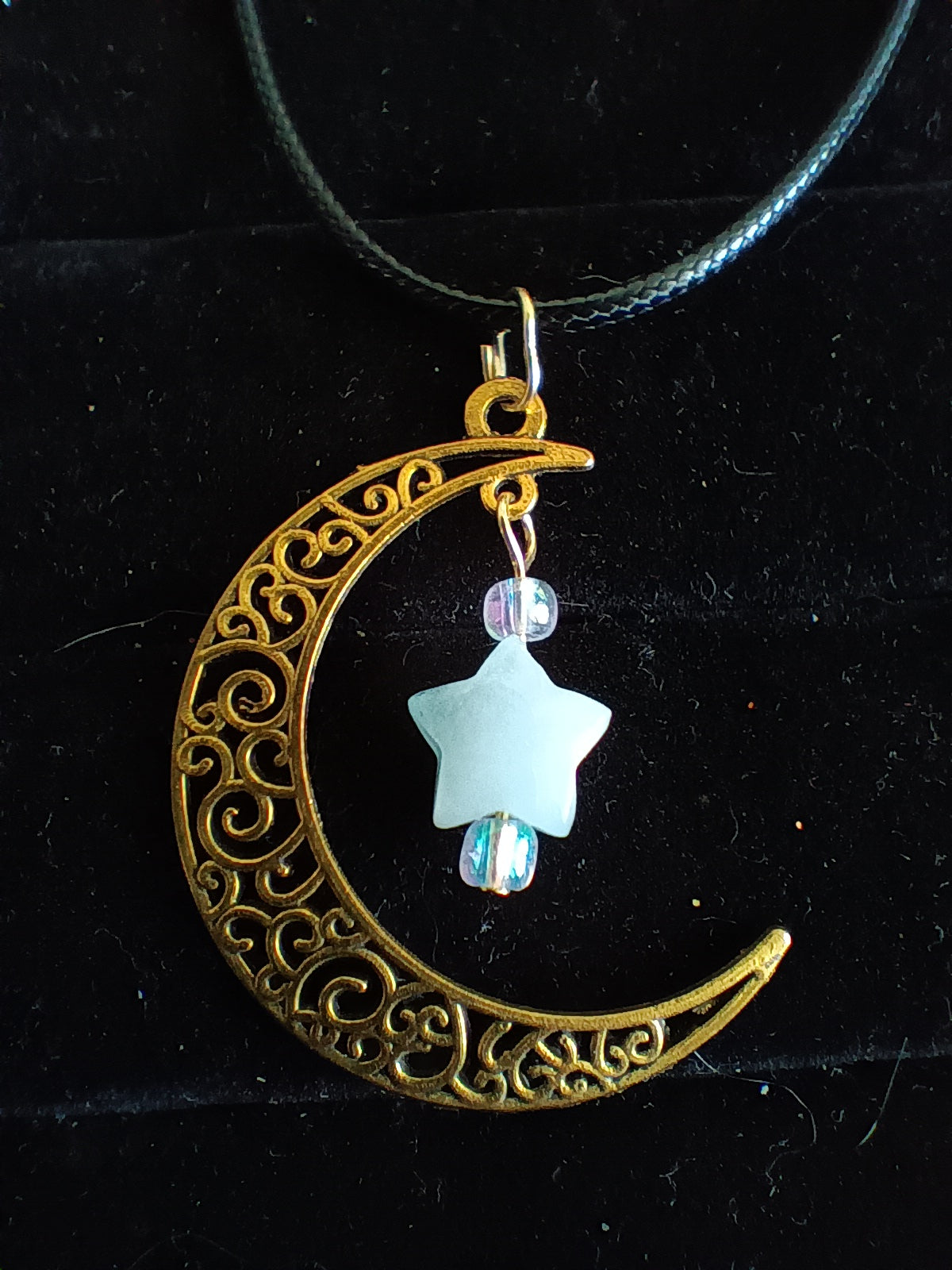 Crescent moon pendant with dangle