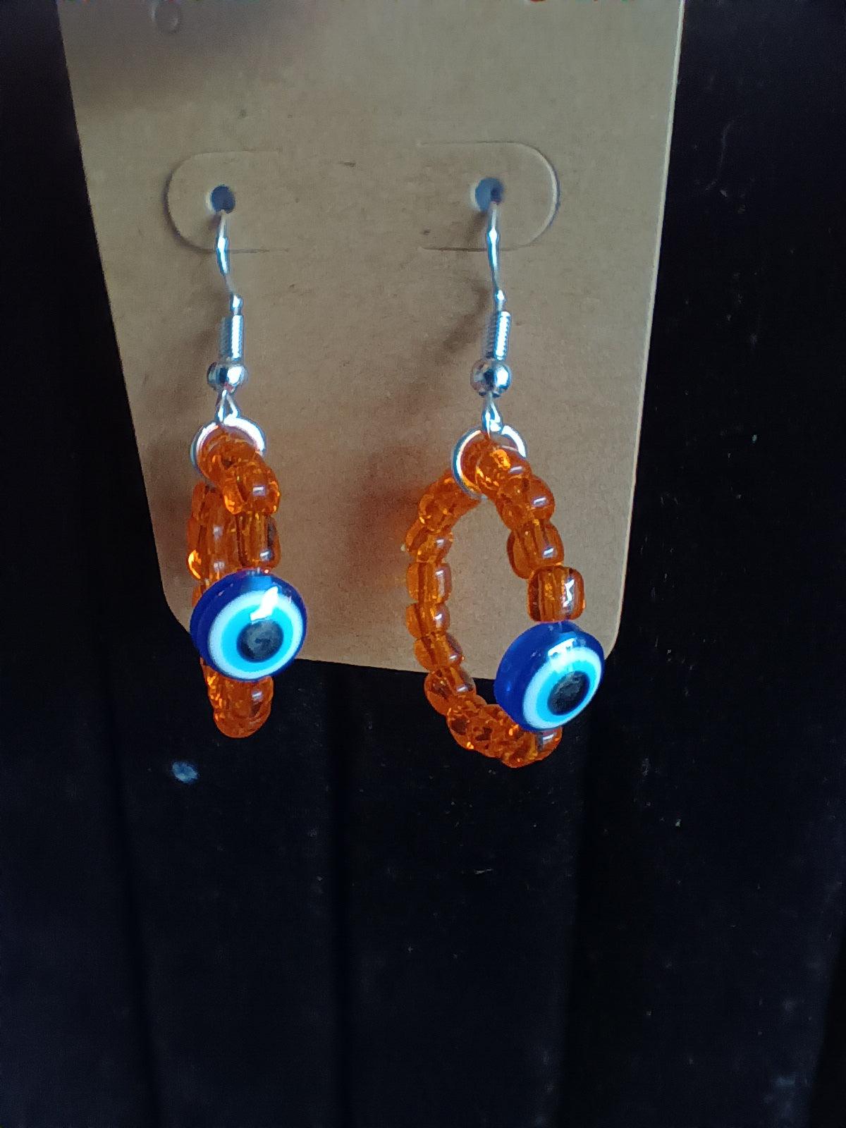 Evil eye seed bead earrings