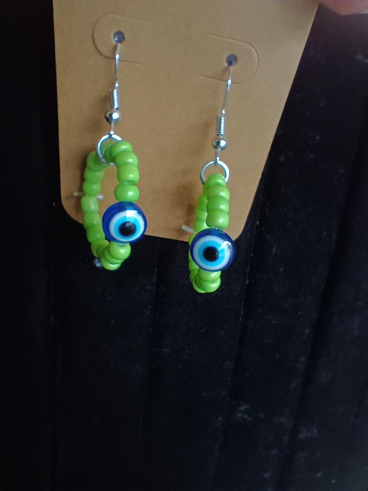 Evil eye seed bead earrings