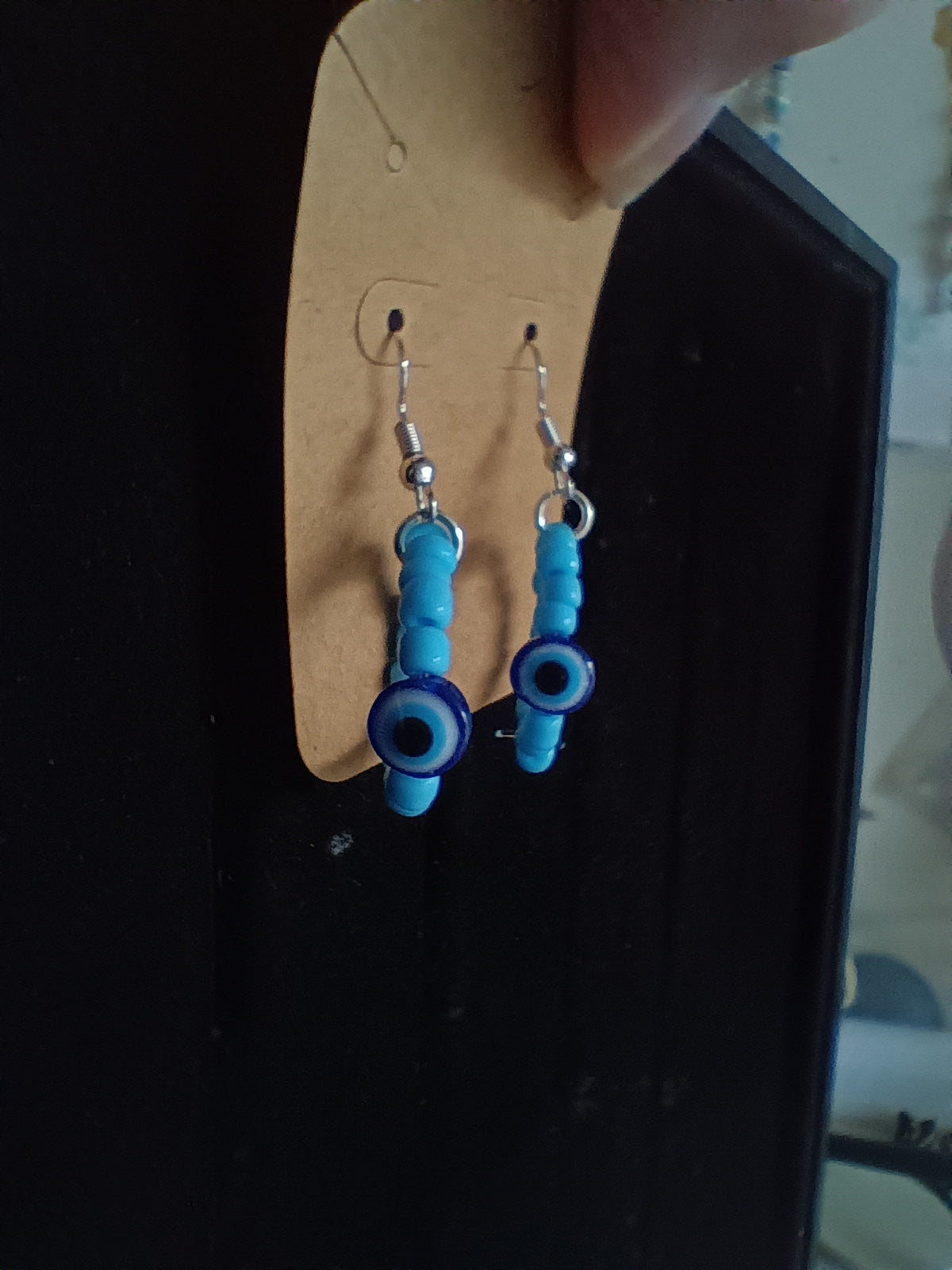 Evil eye seed bead earrings