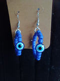 Evil eye seed bead earrings