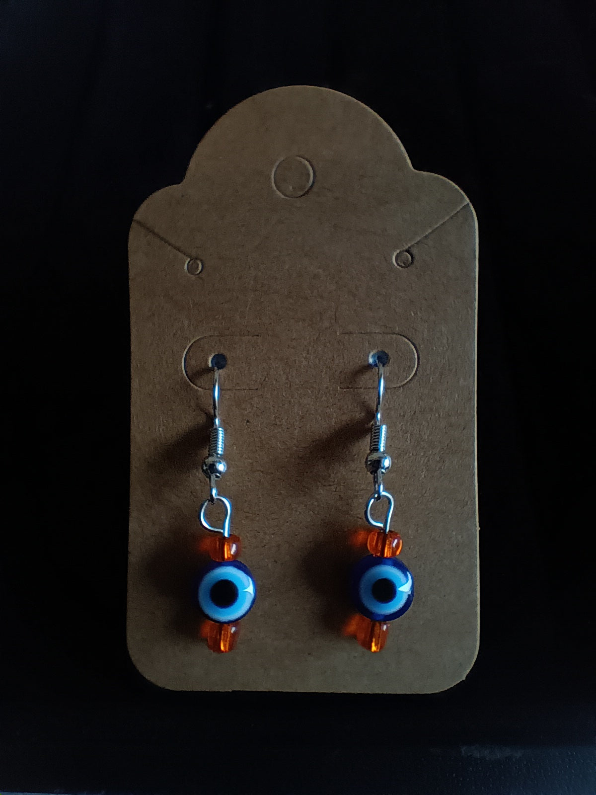 Evil eye seed bead earrings