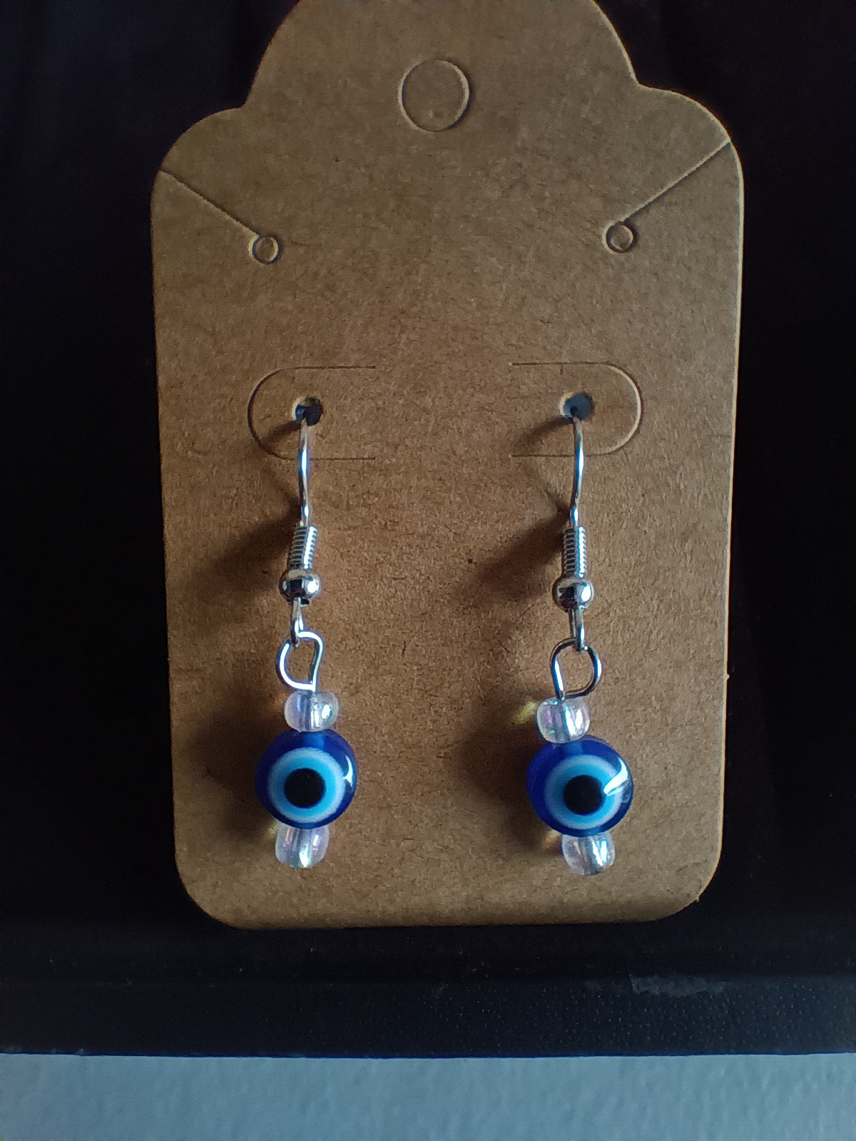 Evil eye seed bead earrings