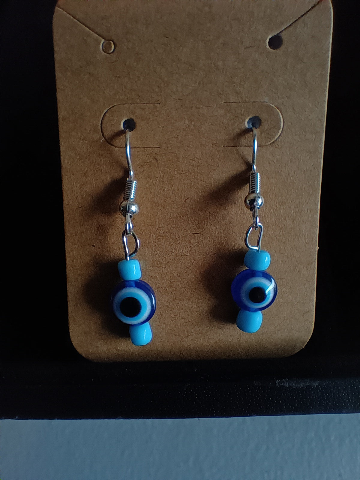 Evil eye seed bead earrings