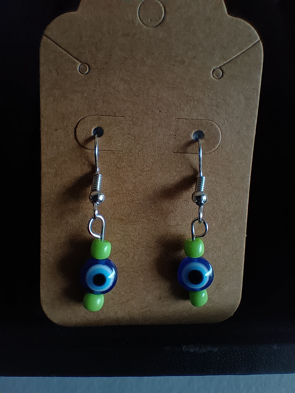 Evil eye seed bead earrings