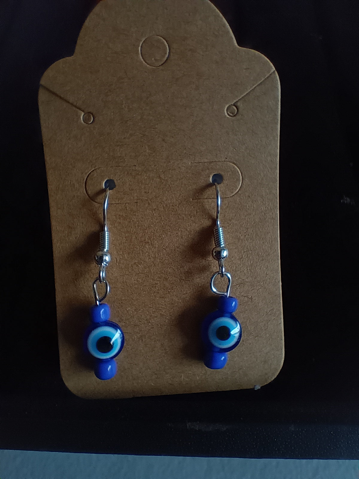 Evil eye seed bead earrings