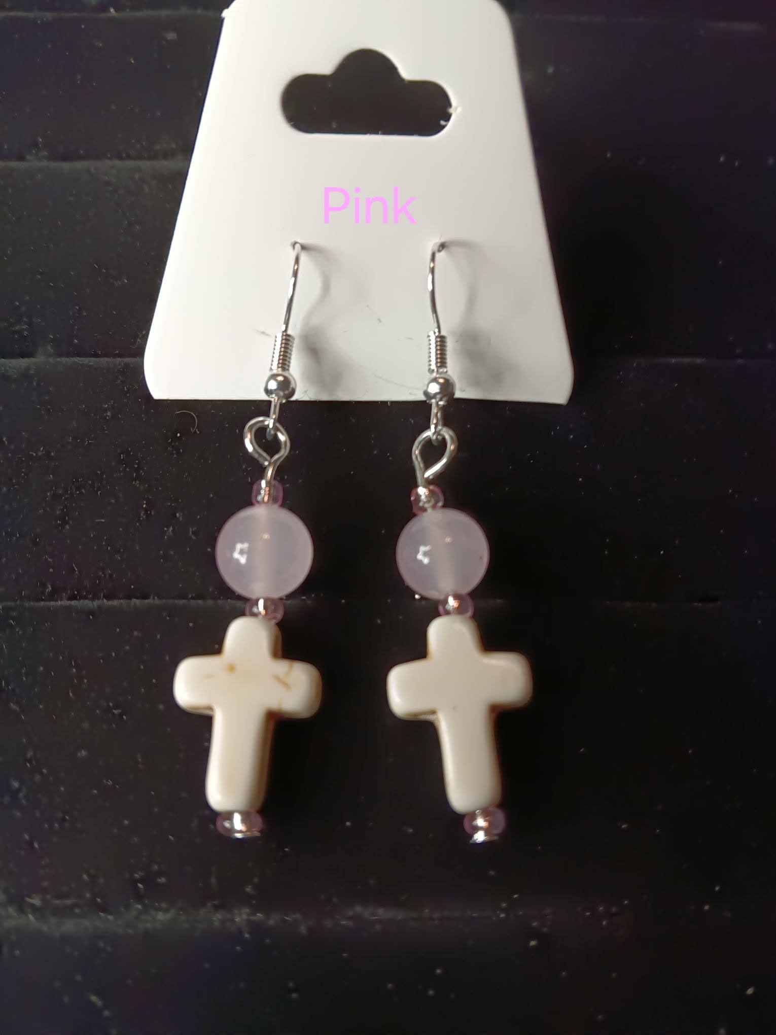 Genuine crystal dangle earrings with cross
