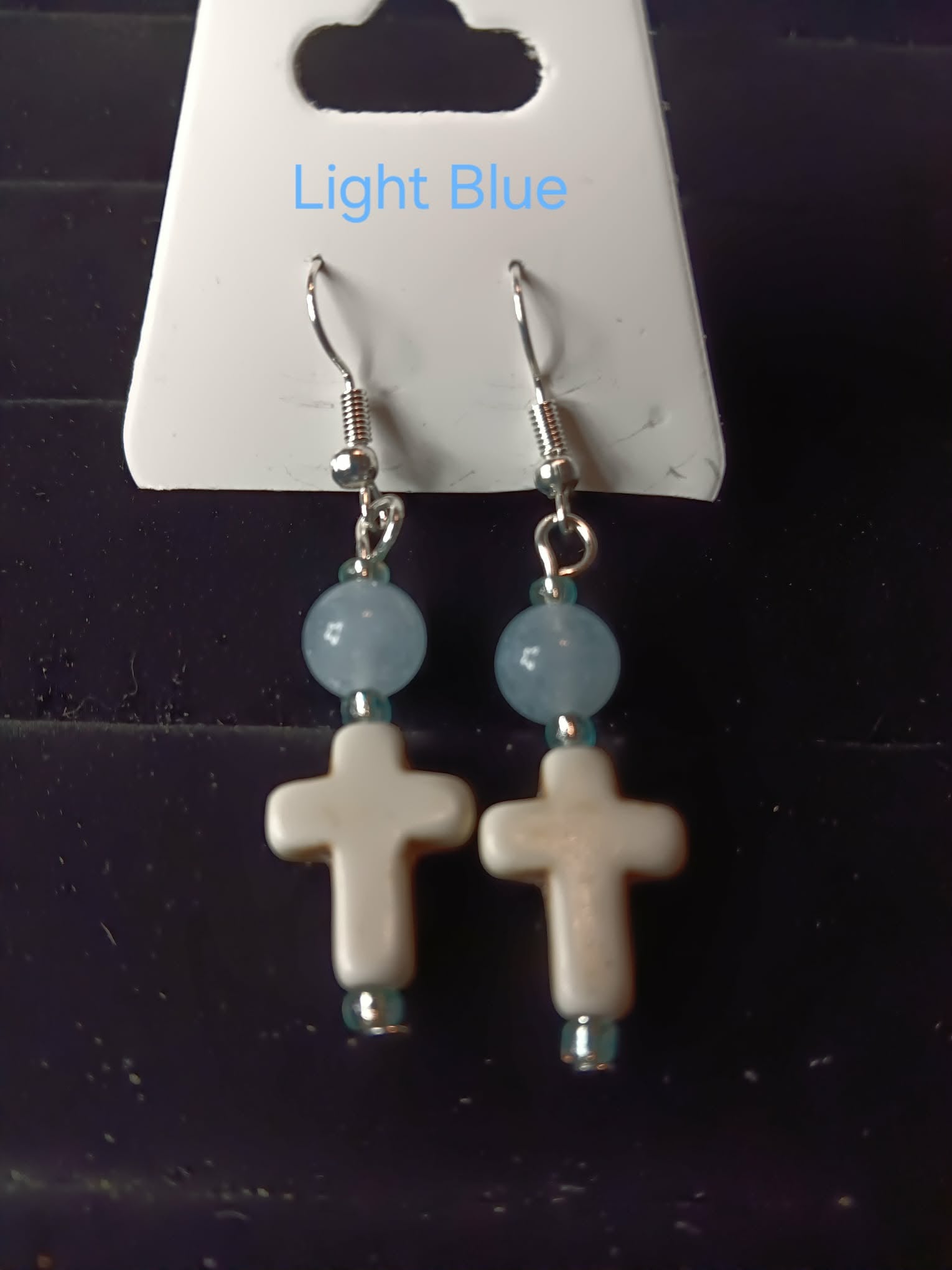 Genuine crystal dangle earrings with cross