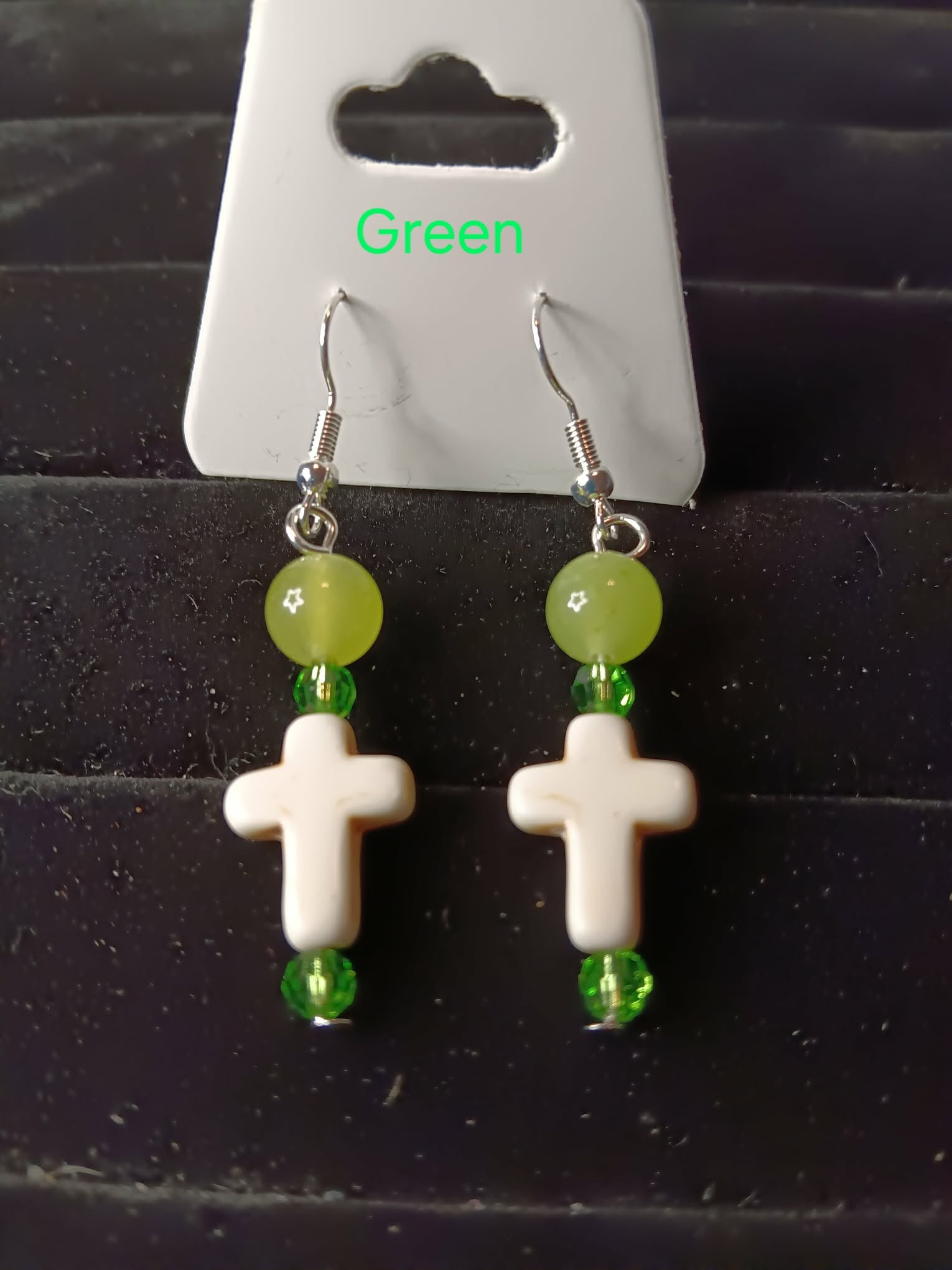 Genuine crystal dangle earrings with cross