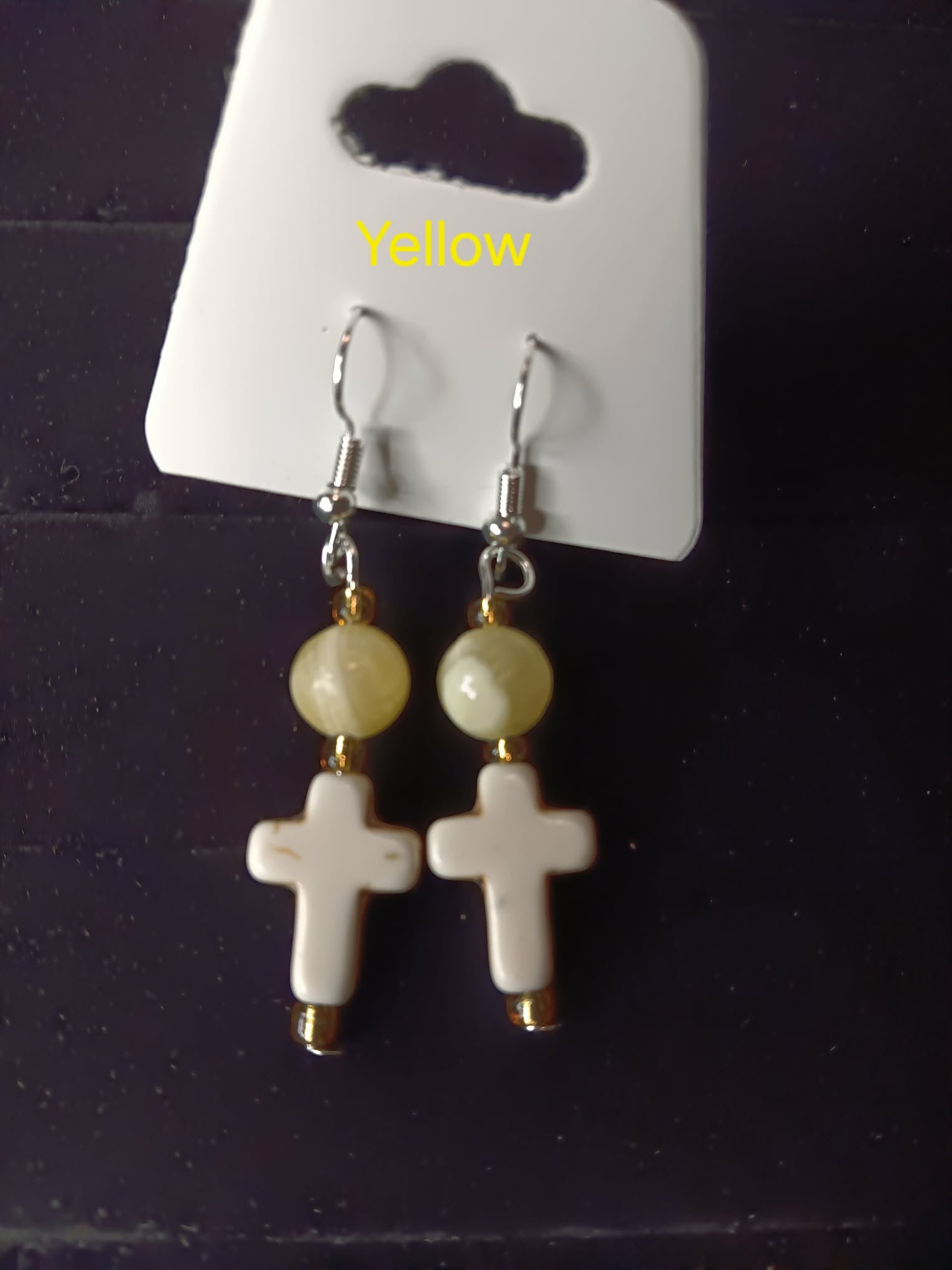 Genuine crystal dangle earrings with cross