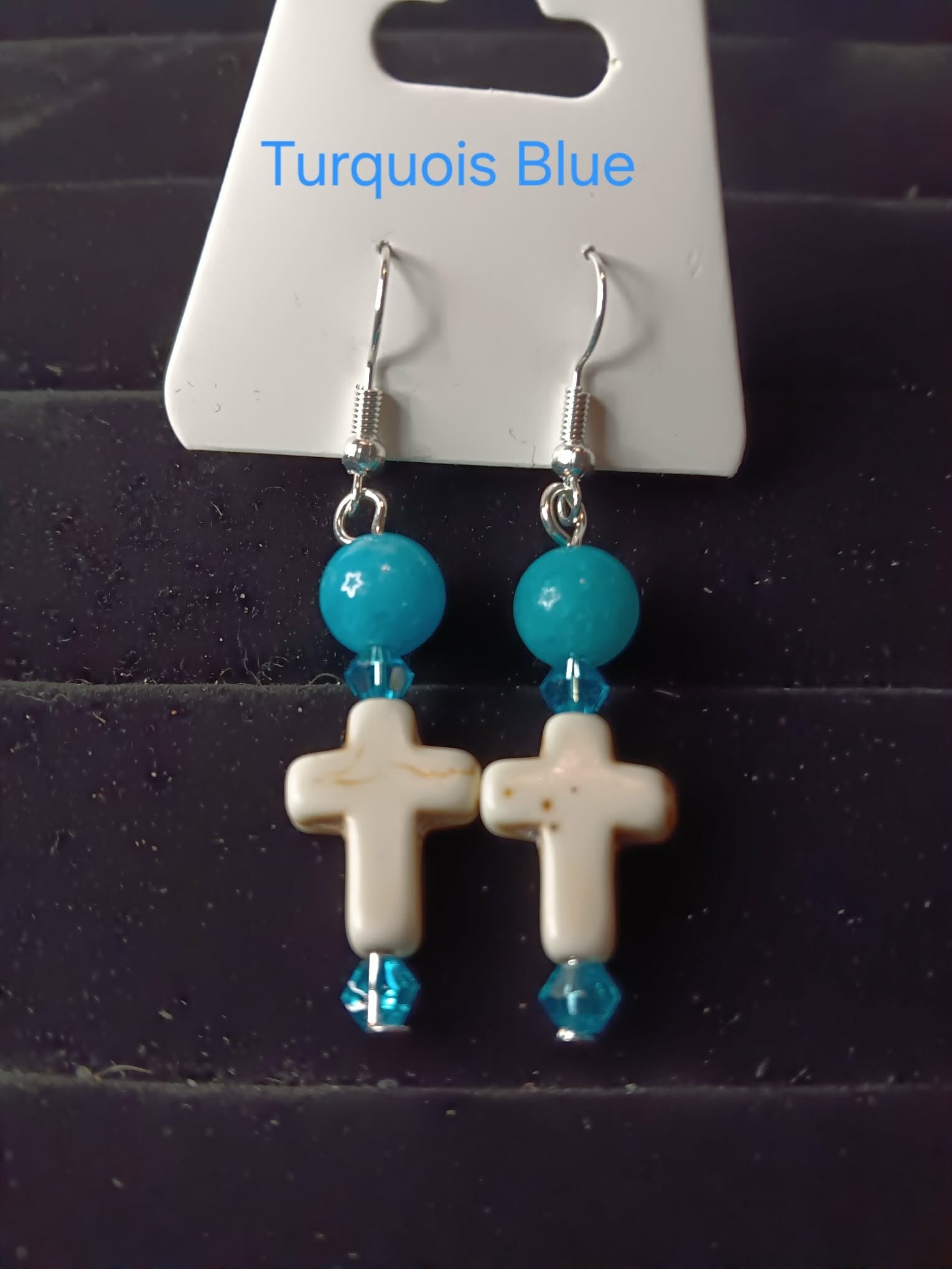 Genuine crystal dangle earrings with cross